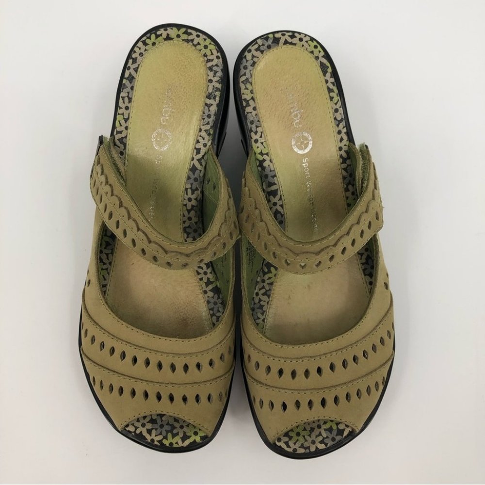Jambu Green & Black Breathable Comfort Wedges | Leather and Rubber - Picture 2 of 8